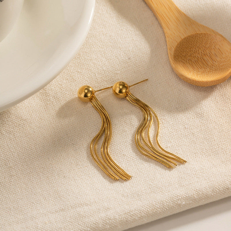 Gold Long Tassel Earrings for Women