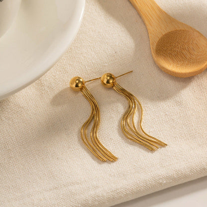 Gold Long Tassel Earrings for Women