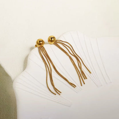 Gold Long Tassel Earrings for Women