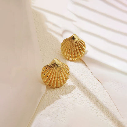 Elegant Gold Seashell Earrings for Women