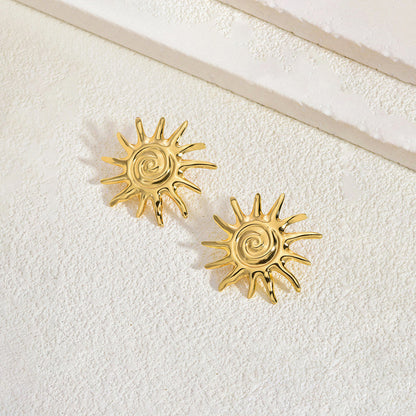 Gold-Plated Sunburst Stud Earrings