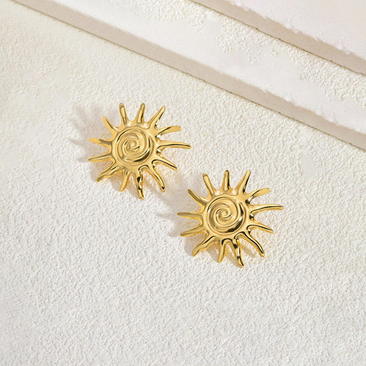 Gold-Plated Sunburst Stud Earrings
