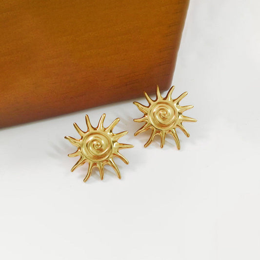 Gold-Plated Sunburst Stud Earrings