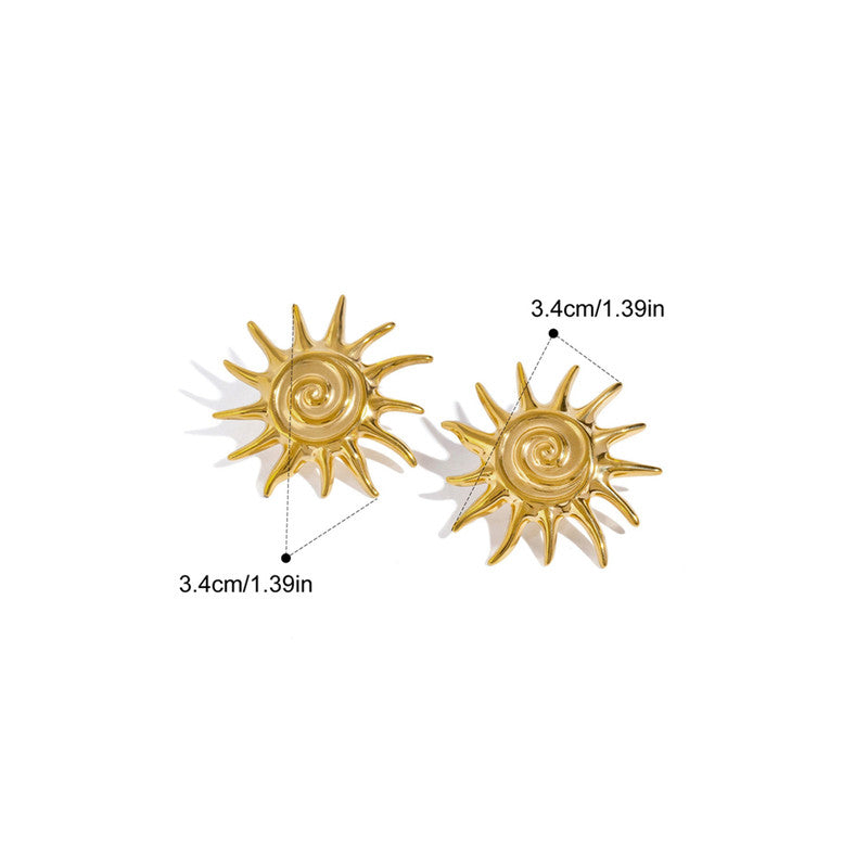 Gold-Plated Sunburst Stud Earrings