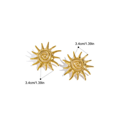 Gold-Plated Sunburst Stud Earrings