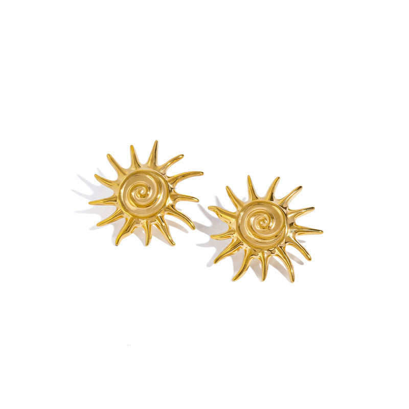 Gold-Plated Sunburst Stud Earrings