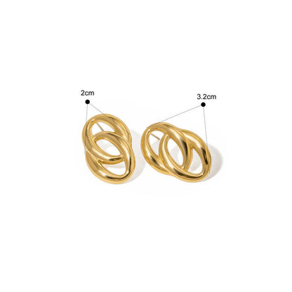 Gold-Plated Abstract Loop Stud Earrings