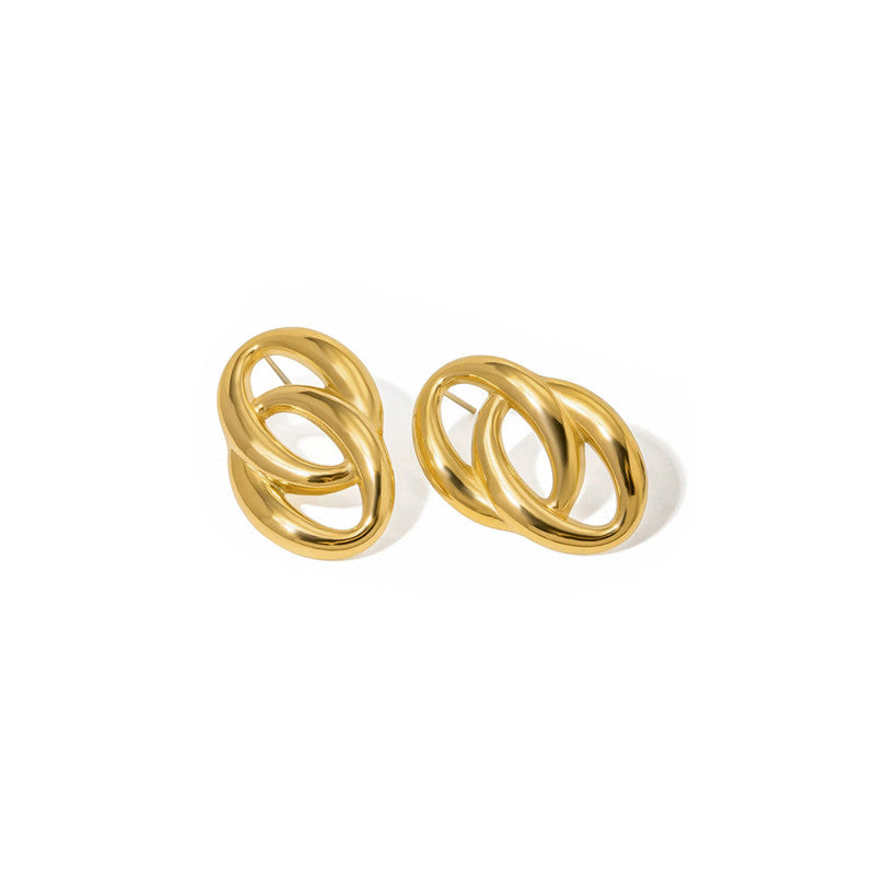 Gold-Plated Abstract Loop Stud Earrings