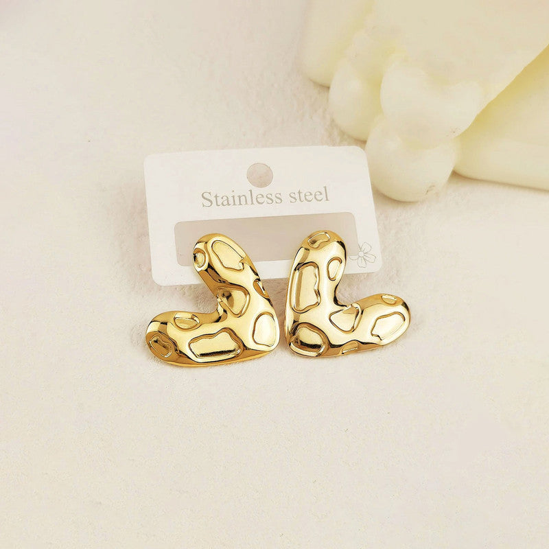 Gold-Plated Abstract Molten Stud Earrings