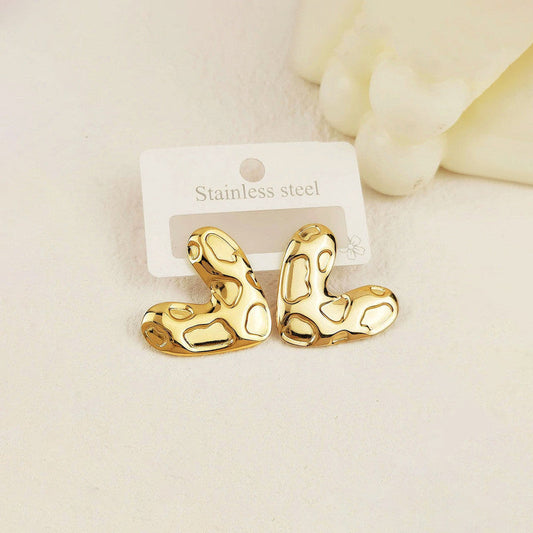 Gold-Plated Abstract Molten Stud Earrings