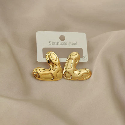 Gold-Plated Abstract Molten Stud Earrings