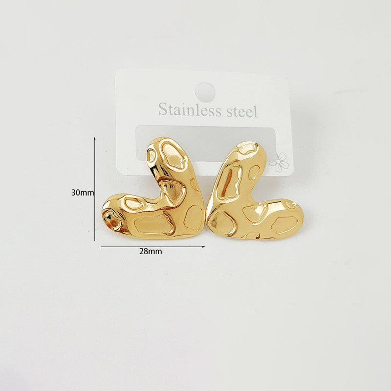 Gold-Plated Abstract Molten Stud Earrings