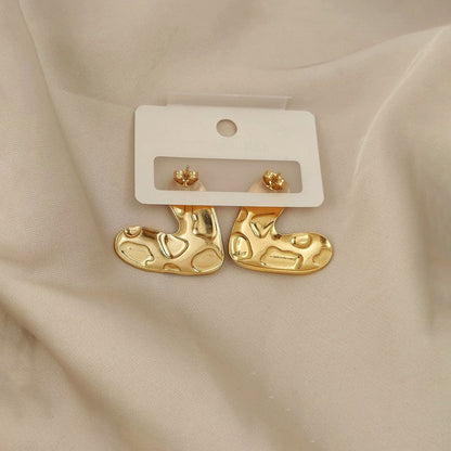 Gold-Plated Abstract Molten Stud Earrings
