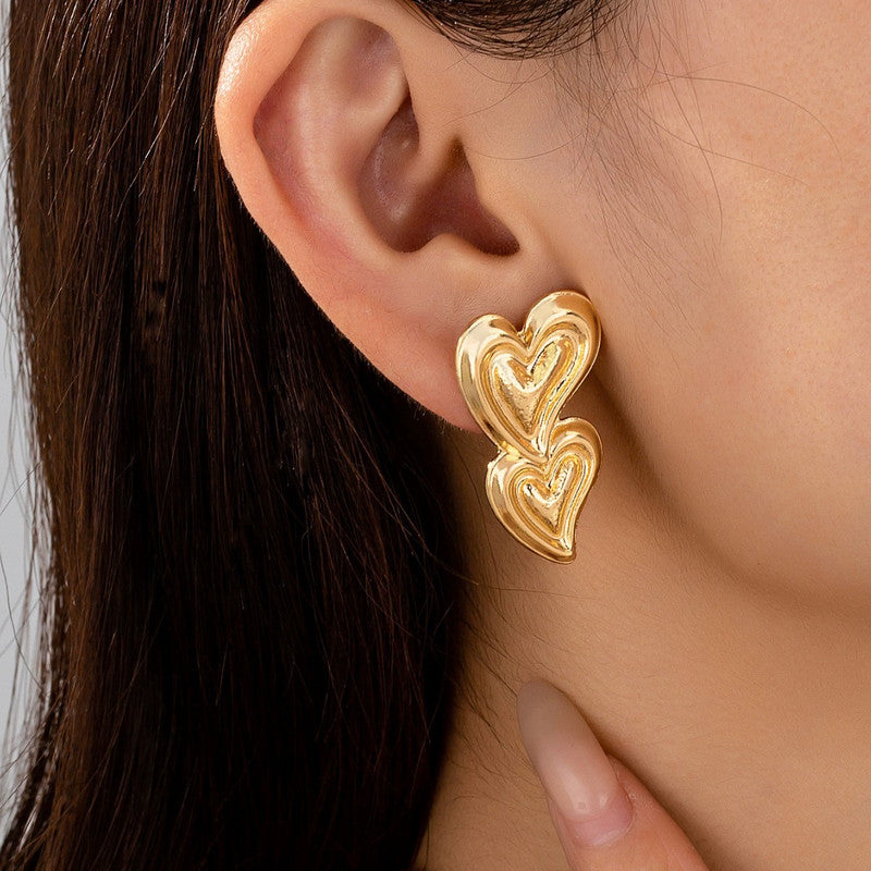 Elegant Gold Heart Earrings for Women