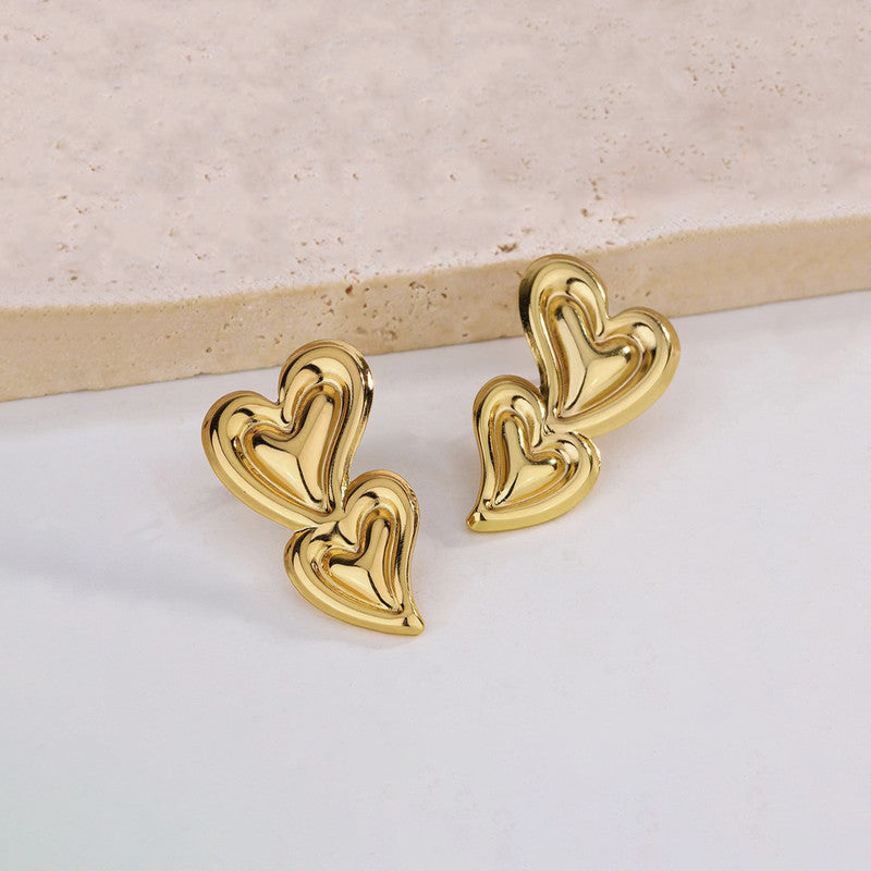 Elegant Gold Heart Earrings for Women
