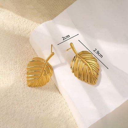 Gold-Plated Leaf Stud Earrings