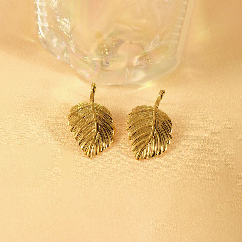 Gold-Plated Leaf Stud Earrings