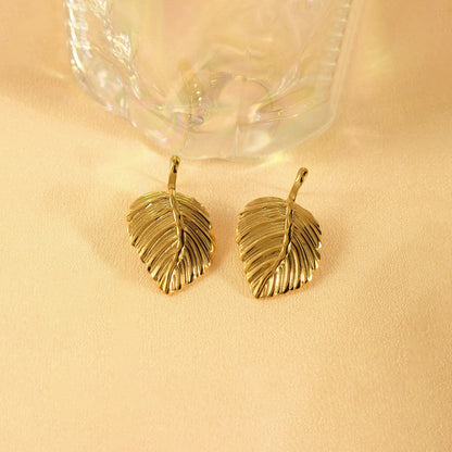 Gold-Plated Leaf Stud Earrings
