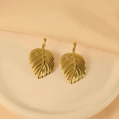 Gold-Plated Leaf Stud Earrings