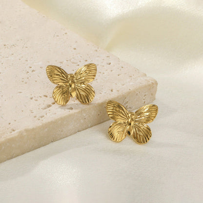 Gold-Plated Butterfly Stud Earrings