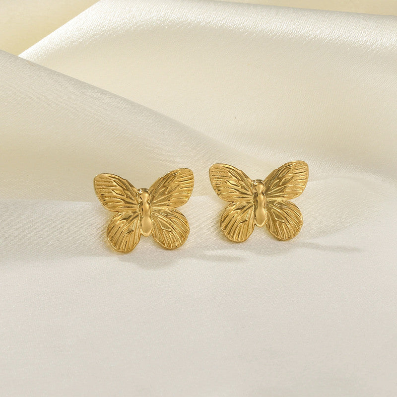 Gold-Plated Butterfly Stud Earrings