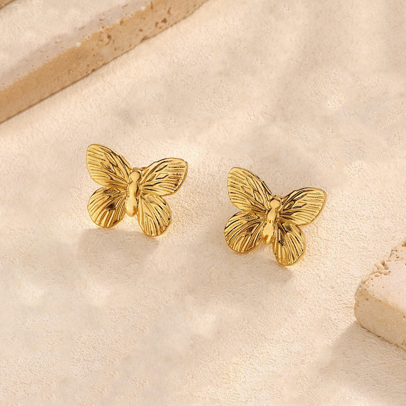 Gold-Plated Butterfly Stud Earrings