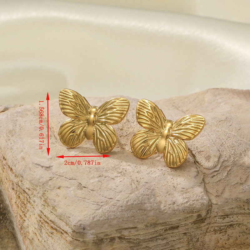 Gold-Plated Butterfly Stud Earrings