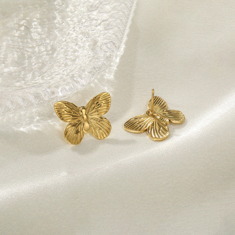 Gold-Plated Butterfly Stud Earrings