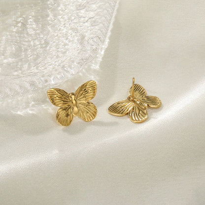 Gold-Plated Butterfly Stud Earrings