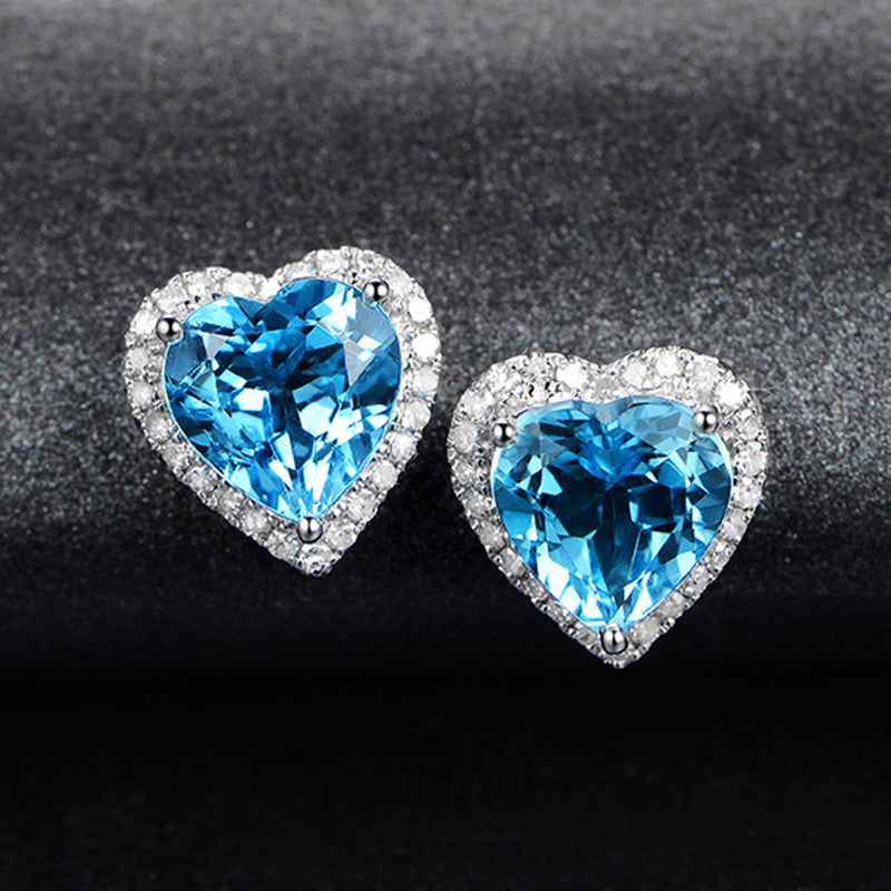 Elegant Blue Heart Earrings for Women