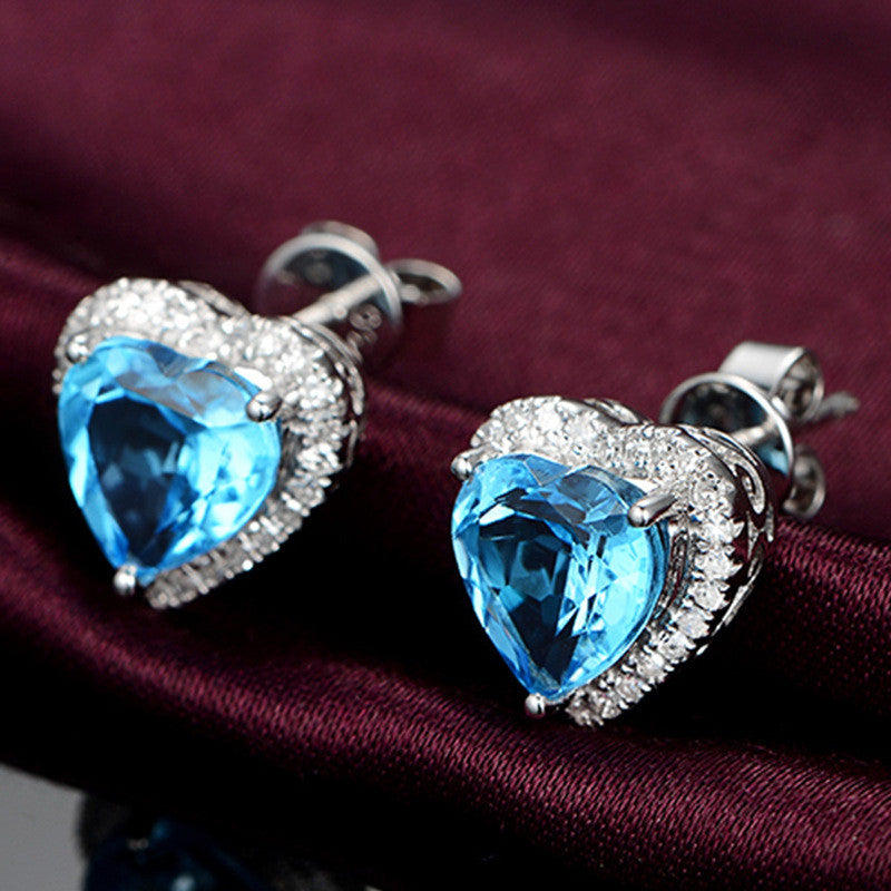 Elegant Blue Heart Earrings for Women