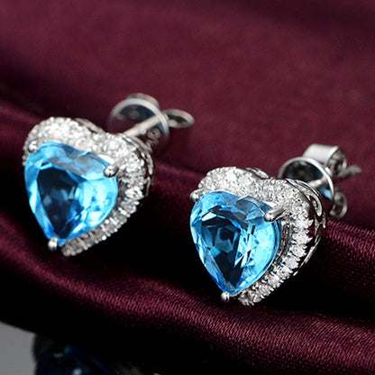 Elegant Blue Heart Earrings for Women