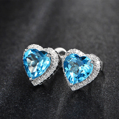 Elegant Blue Heart Earrings for Women