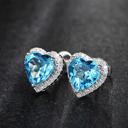 Elegant Blue Heart Earrings for Women