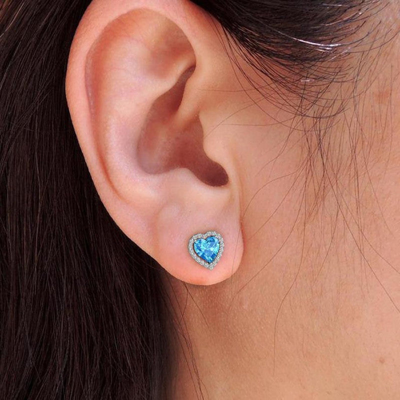 Elegant Blue Heart Earrings for Women
