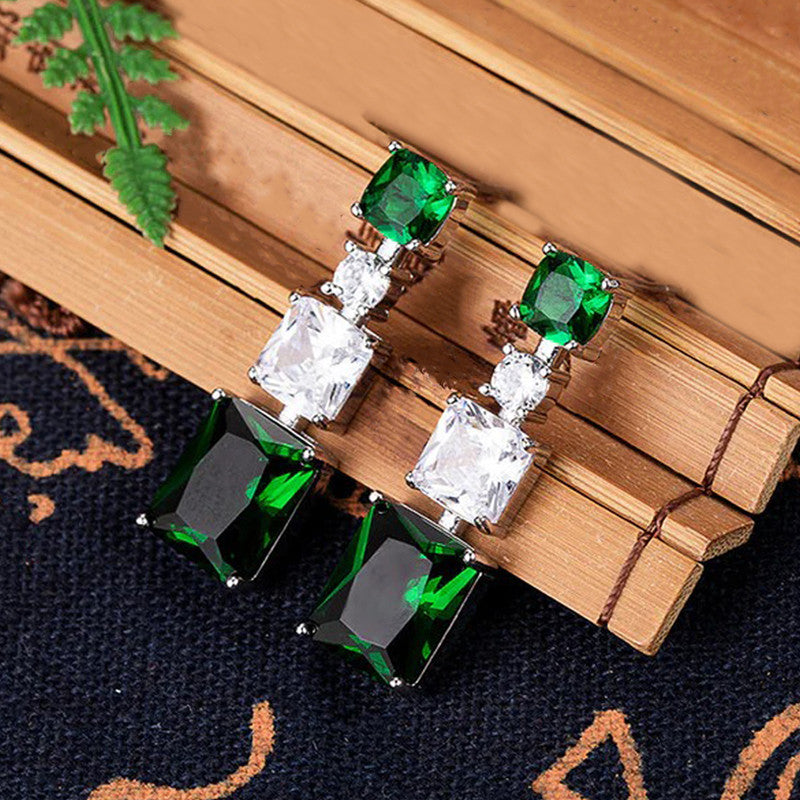 Emerald Green Multi-Stone Drop Earrings