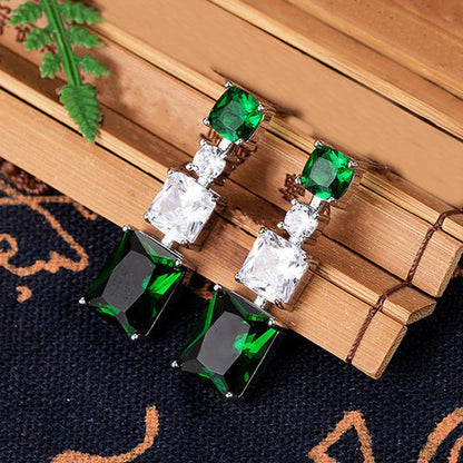 Emerald Green Multi-Stone Drop Earrings
