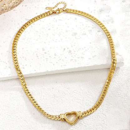 Gold-Plated Chunky Chain Heart Choker Necklace