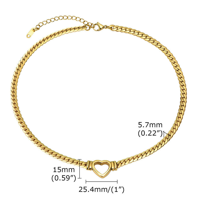 Gold-Plated Chunky Chain Heart Choker Necklace