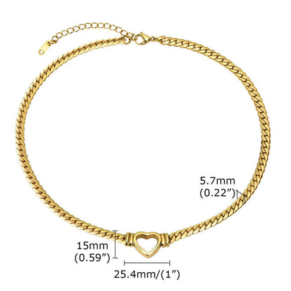 Gold-Plated Chunky Chain Heart Choker Necklace