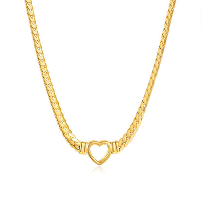 Gold-Plated Chunky Chain Heart Choker Necklace