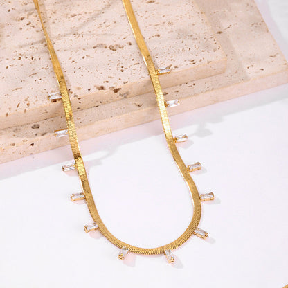 Minimal Gold Choker Necklace with Crystal Drops