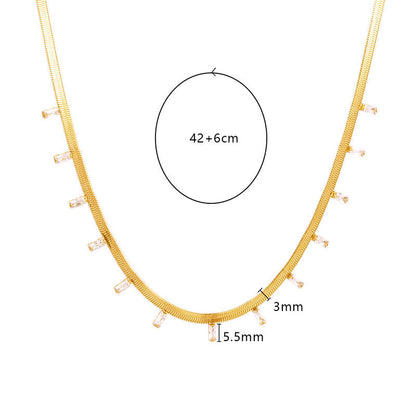 Minimal Gold Choker Necklace with Crystal Drops