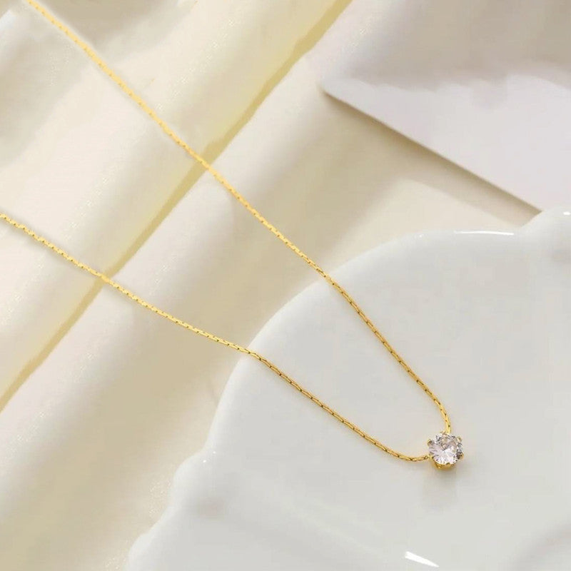 Minimal Gold Necklace with Single Crystal Pendant