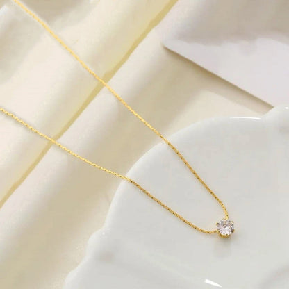 Minimal Gold Necklace with Single Crystal Pendant