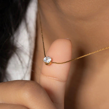 Minimal Gold Necklace with Single Crystal Pendant