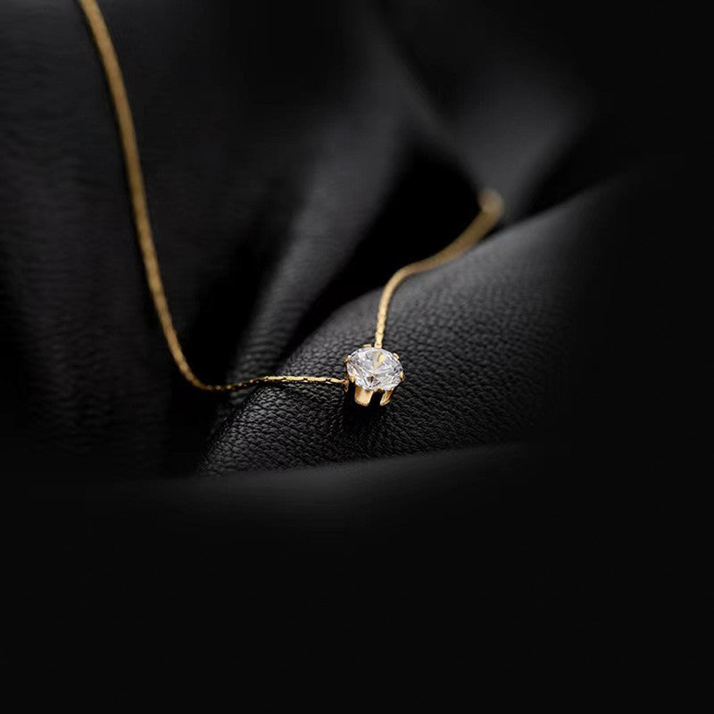 Minimal Gold Necklace with Single Crystal Pendant