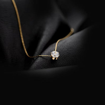 Minimal Gold Necklace with Single Crystal Pendant