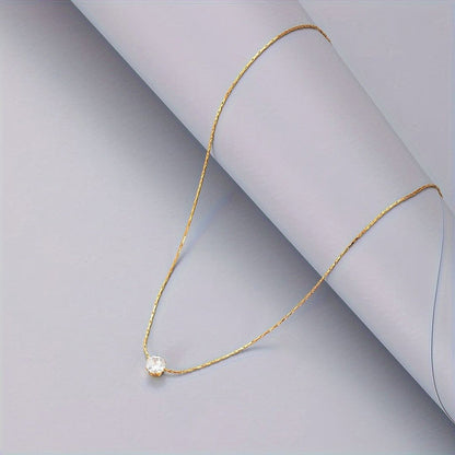 Minimal Gold Necklace with Single Crystal Pendant
