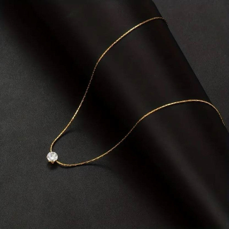Minimal Gold Necklace with Single Crystal Pendant
